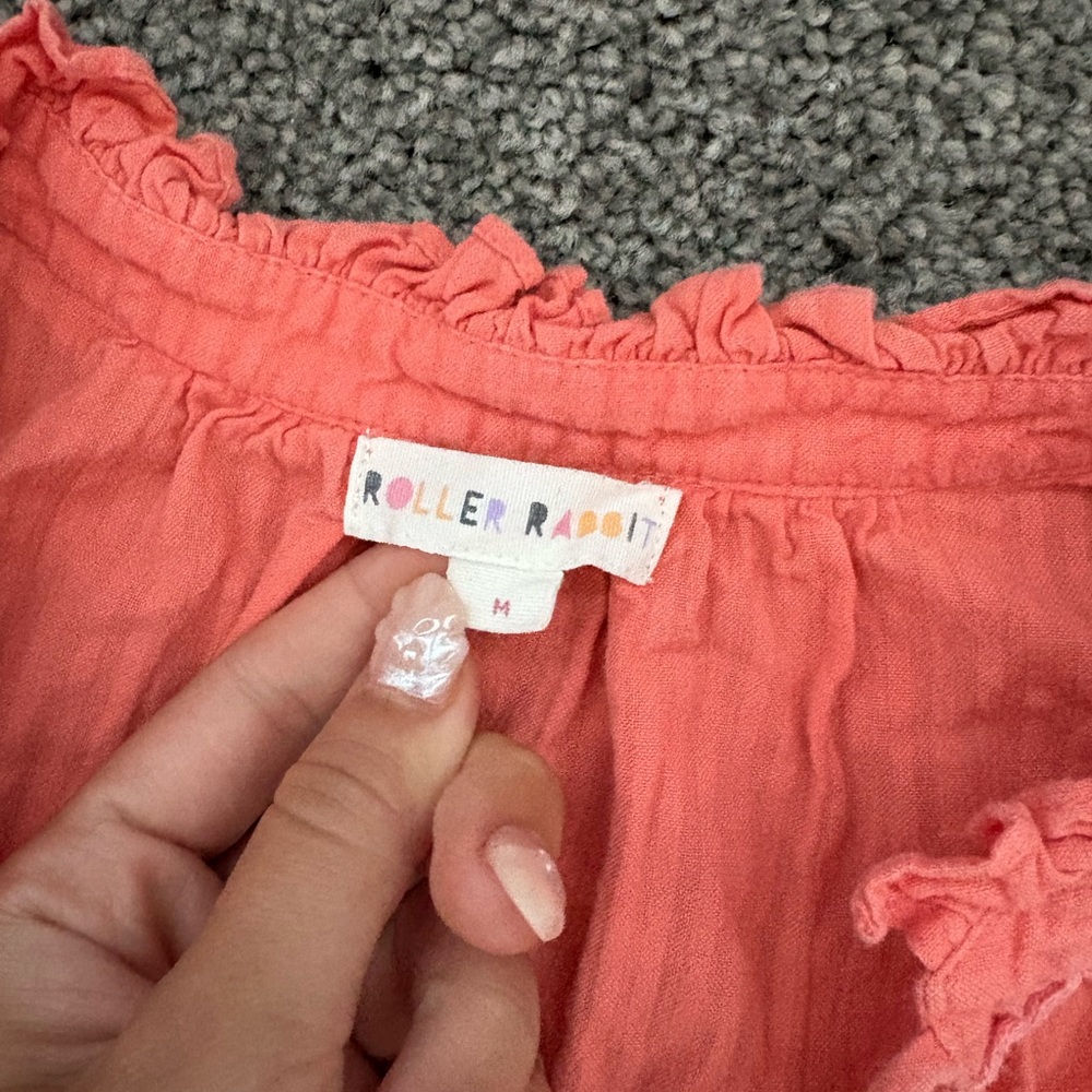 Roller Rabbit Coral Ruffle Top - Picture 2 of 3